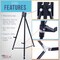 U.S. Art Supply 70" High Showroom XL Silver Metal Display Easel - Large Adjustable Height Portable Easel Stand, Sign Display, Holds 45 lbs - Floor & Tabletop Easels, Painting Stand